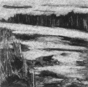 "Traversing #1", Charcoal/paper, 7x7.25”, framed 14.5x14.5” "Traversing #1", Charcoal/paper, 7x7.25”, framed 14.5x14.5”